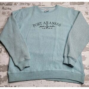 Pacific & Co. Port Aransas Crew Neck Sweatshirt Women's Small Blue Beach Texas